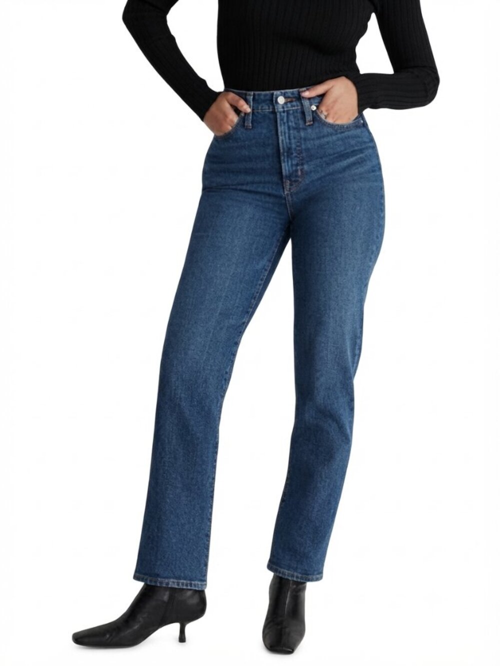 Madewell The Perfect Curvy Vintage High Rise Jean Straight Leg Blue 28